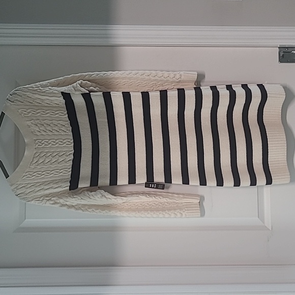 Express Navy and Cream Striped Sweater Dress - Picture 4 of 5